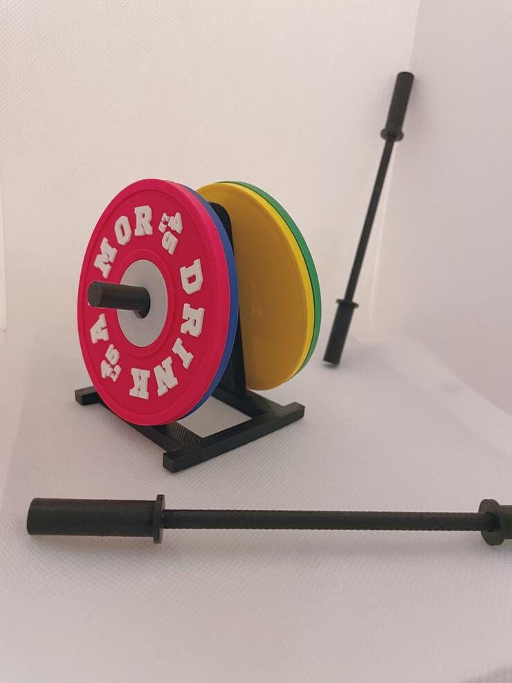 Weight Plate Coaster Set of 4 And Rack Holder - Non Slip Drink Coasters - Gift, Weightlifting, Secret Santa, gym, fitness, crossfit