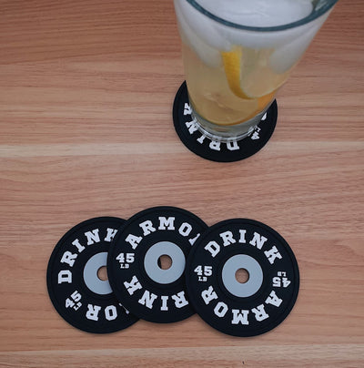 Weight Plate Coaster - Black - Non Slip Drink Coasters - Perfect gift, Weightlifting, Christmas gift, crossfit