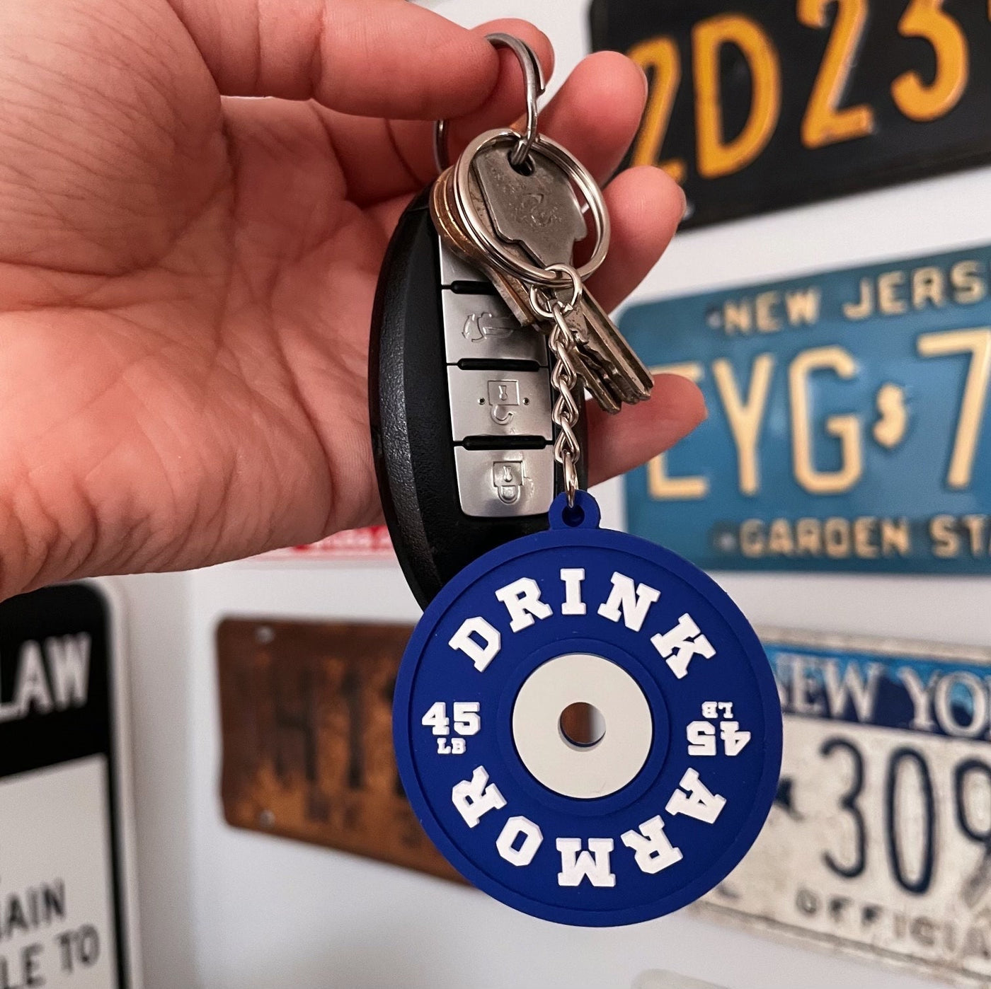 Drink Armor Keychain | Cute Weight Plate Key Organizer For Bag, Planner, Purse, Car Key Charm | Gift For Gym Lovers, Gift, Christmas