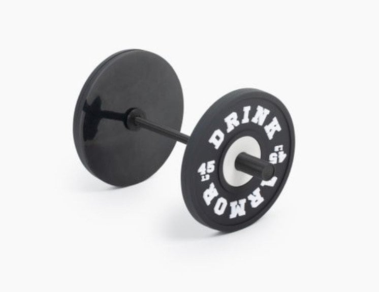 Barbell Coaster Holder - Set of 4 - Black Coasters for Gym, Crossfit, Fitness Table Decor | Weightlifting, Bodybuild Gym Birthday Gift