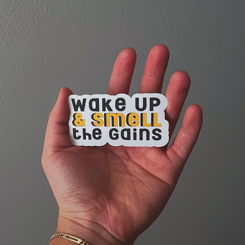 Wake Up & Smell The Gains Fitness sticker , Planner stickers, Bullet journal stickers, Workout stickers, Gym Stickers, Cross fit, Lifting