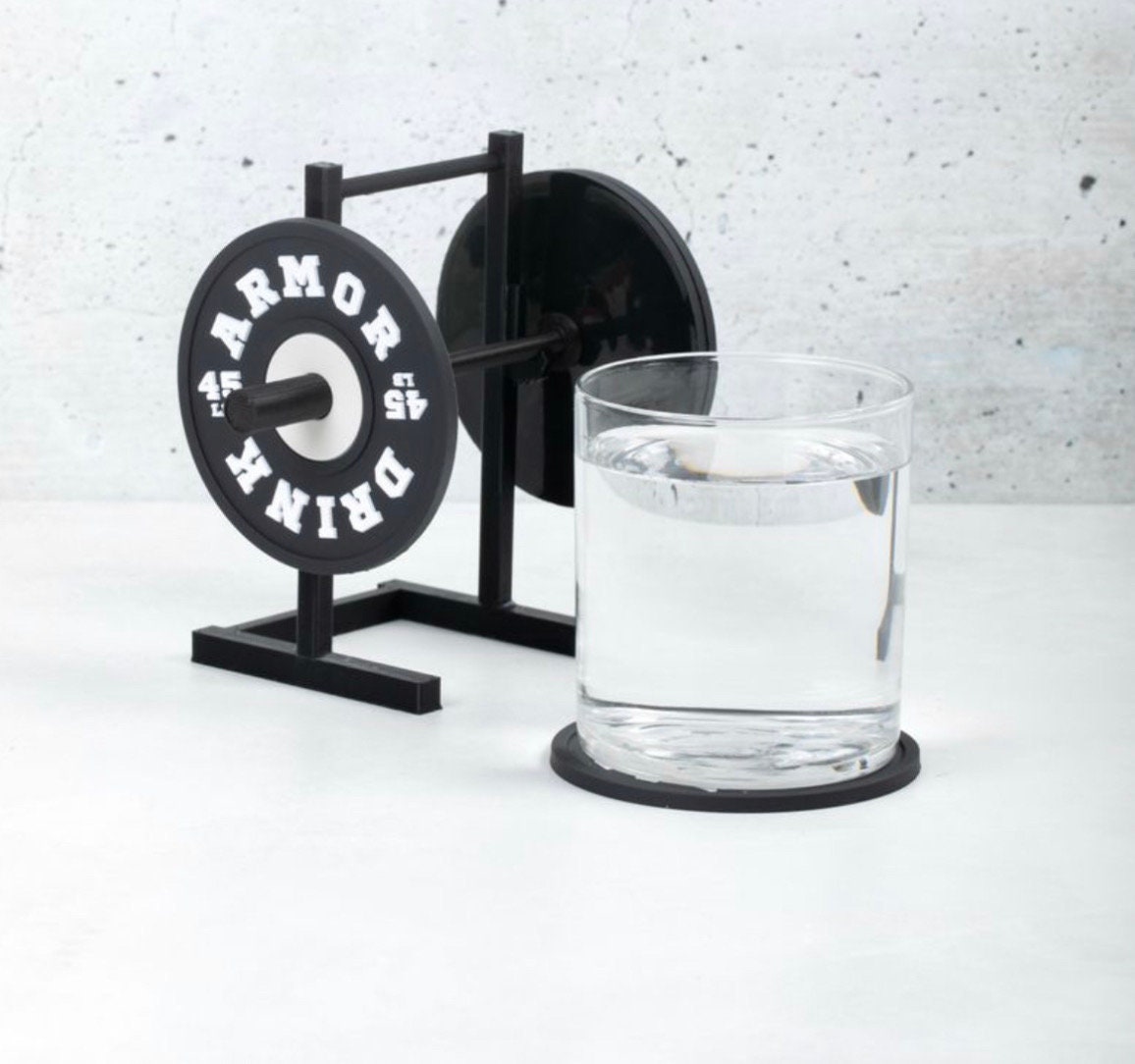 Weight Plate Coaster Squat Rack Black - Funny Gym Coaster Rack with Pen, Pencil Holder for Table, Desk Accessory | Crossfit & Fitness Gift